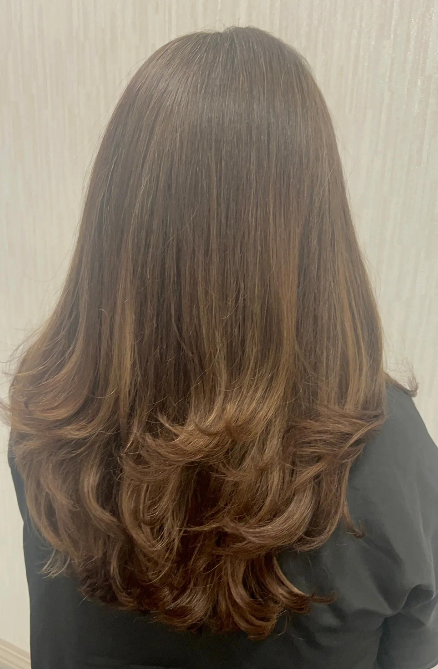 Brunette balayage with precision layers at The Beauty of Zen, Worcester MA