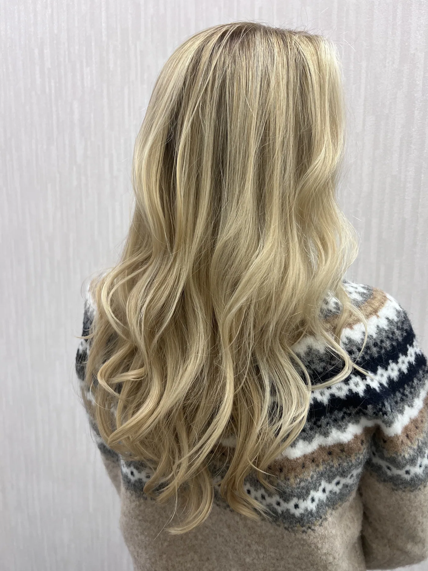 Long blonde waves with balayage at The Beauty of Zen, Worcester MA